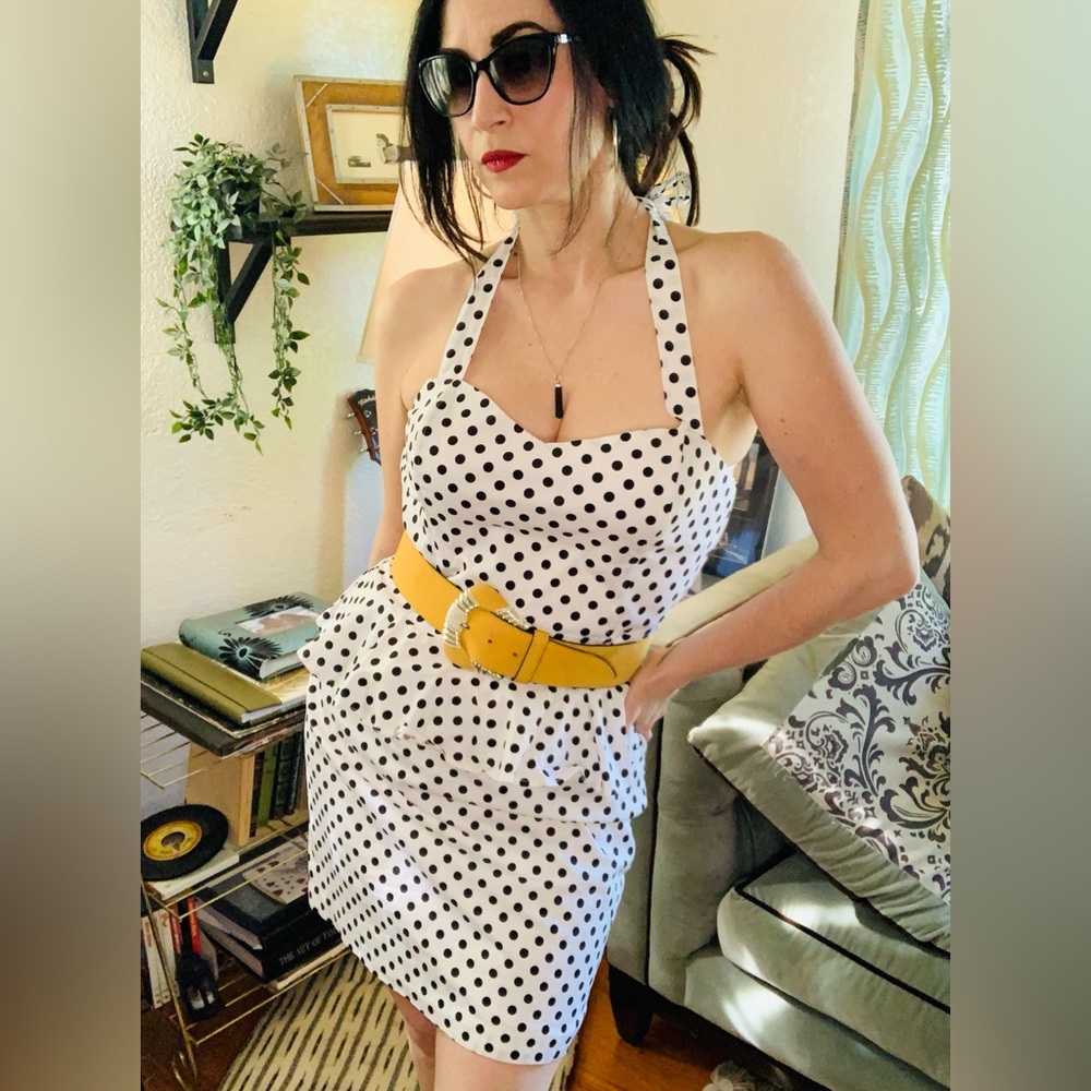 Grass Clothing Retro Polka Dot Halter Dress